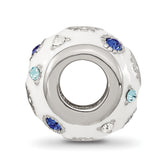 Reflections Sterling Silver Rhodium-plated Enamel Preciosa Crystal White and Blue Snowflake Bead
